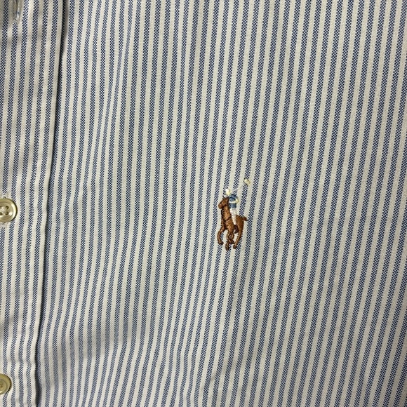 Ralph Lauren Classic Fit Stripe White Blue Botton Down Shirt size 16 1/2 (32-33) - Picture 4 of 8